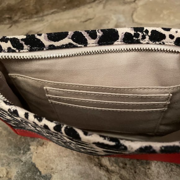 COACH Red Medium Sized Wristlet with Black/Ivory Animal Print - Picture 5 of 6